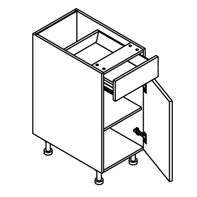 Base 1 Door 1 Drawer B18 - 18"(w) x 34-1/2"(h) x 24"(d)