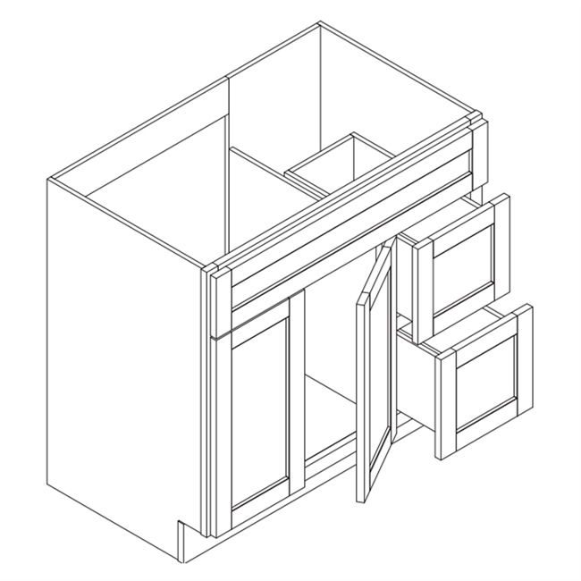 Modena White Vanity Combo 2 Doors 2 Drawers 1 False Front