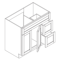 Kingston White Shaker Vanity Sink 2 Drawers (Left Or Right) 2 Doors