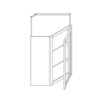 Vista Frameless White Shaker Diagonal Glass Wall Cabinet